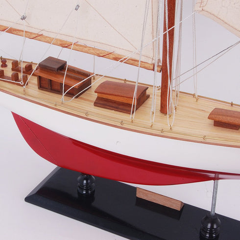 37" Unfinished Wood Hand Painted Model Boat