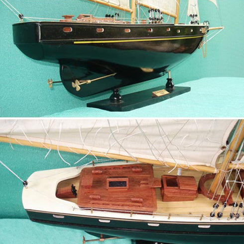 33" Unfinished Wood Hand Painted Model Boat
