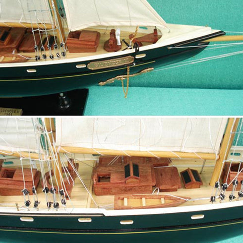 33" Unfinished Wood Hand Painted Model Boat