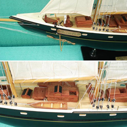 33" Unfinished Wood Hand Painted Model Boat