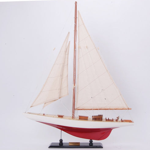 31" Unfinished Wood Hand Painted Model Boat