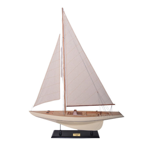 30" Unfinished Wood Hand Painted Model Boat