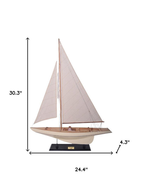 30" Unfinished Wood Hand Painted Model Boat
