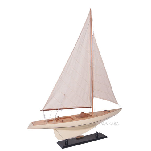 30" Unfinished Wood Hand Painted Model Boat
