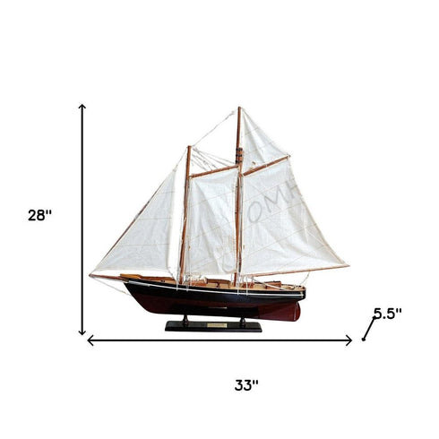 28" Unfinished Wood Hand Painted Model Boat