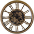 18" Antiqued Gold And Black Metal Silent Skeleton Exposed Gear Round Wall Clock