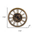 18" Antiqued Gold And Black Metal Silent Skeleton Exposed Gear Round Wall Clock