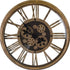 18" Antiqued Gold And Black Metal Silent Skeleton Exposed Gear Round Wall Clock