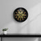 13" Black Orange And Gold Metal Silent Skeleton Distressed Exposed Gear Round Wall Clock