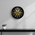 13" Black Orange And Gold Metal Silent Skeleton Distressed Exposed Gear Round Wall Clock