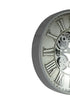 18" Silver And Black Metal Silent Skeleton Exposed Gear Round Wall Clock