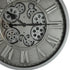 18" Silver And Black Metal Silent Skeleton Exposed Gear Round Wall Clock