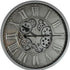 18" Silver And Black Metal Silent Skeleton Exposed Gear Round Wall Clock