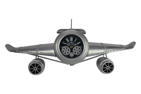 34" Silver And Black Metal Silent Analog Exposed Gear Novelty Wall Clock