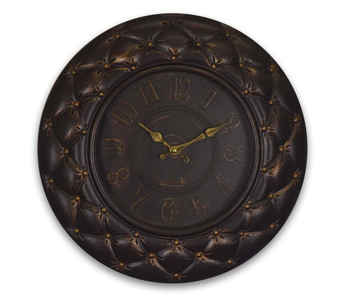 20" Brown And Gold Heavy Duty Plastic Silent Analog Round Wall Clock