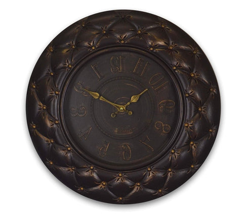 20" Brown And Gold Heavy Duty Plastic Silent Analog Round Wall Clock