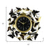 22" Gold Silver And Black Metal Silent Analog Butterfly Round Wall Clock