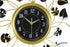 24" Gold Black And Silver Metal Silent Analog Floral Round Wall Clock