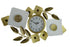 37" Gold And White Metal Silent Analog Floral Oval Wall Clock