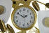 37" Gold And White Metal Silent Analog Floral Oval Wall Clock