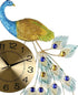 31" Blue Green And Gold Metal Silent Analog Peacock Novelty Wall Clock
