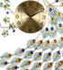 31" Blue Green And Gold Metal Silent Analog Peacock Novelty Wall Clock
