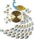 31" Blue Green And Gold Metal Silent Analog Peacock Novelty Wall Clock