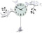 23" Silver Black And White Metal and Glass Silent Pendulum Novelty Wall Clock