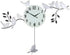 23" Silver Black And White Metal and Glass Silent Pendulum Novelty Wall Clock