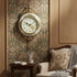 15" Ivory And Gold Resin Silent Pendulum Ornate Round Wall Clock