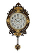 13" Brown Gold And White Resin Silent Pendulum Ornate Oval Wall Clock