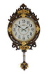 13" Brown Gold And White Resin Silent Pendulum Ornate Oval Wall Clock