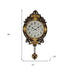 13" Brown Gold And White Resin Silent Pendulum Ornate Oval Wall Clock