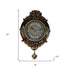 16" Brown And Silver Resin Silent Pendulum Ornate Oval Wall Clock