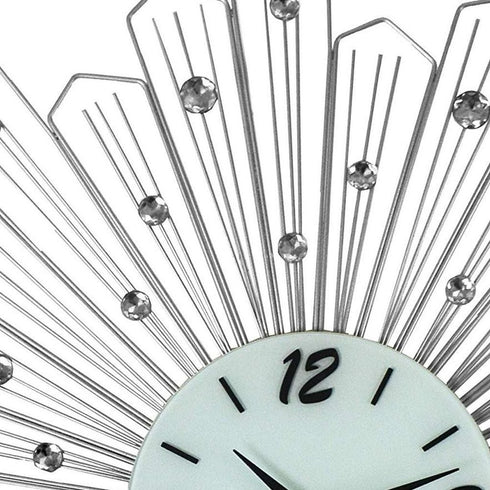 27" Silver And White Metal Silent Analog Novelty Wall Clock