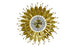 28" Gold And White Metal Silent Analog Floral Sunburst Wall Clock