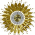 28" Gold And White Metal Silent Analog Floral Sunburst Wall Clock
