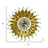 28" Gold And White Metal Silent Analog Floral Sunburst Wall Clock