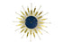 27" Gold And Blue Metal Silent Analog Sunburst Wall Clock