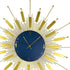 27" Gold And Blue Metal Silent Analog Sunburst Wall Clock