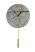 10" White And Gold Marble Silent Pendulum Marble Round Wall Clock