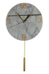 10" White And Gold Marble Silent Pendulum Marble Round Wall Clock