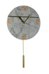 10" White And Gold Marble Silent Pendulum Marble Round Wall Clock