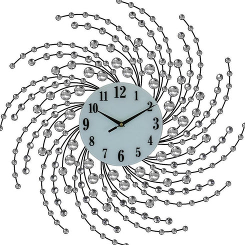 24" Silver And White Metal Silent Analog Novelty Wall Clock
