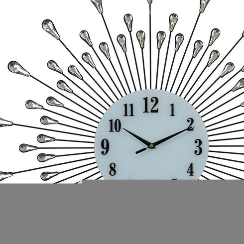 27" Silver And White Metal Silent Analog Round Wall Clock