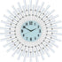 28" Silver And White Metal Silent Analog Sunburst Wall Clock