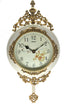 16" Antiqued White And Bronze Resin Silent Pendulum Ornate Oval Wall Clock