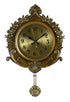 17" Gold And Black Resin Silent Pendulum Ornate Round Wall Clock