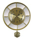 16" Gold And Silver Mirrored Glass And Resin Silent Pendulum Ornate Round Wall Clock