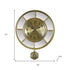 16" Gold And Silver Mirrored Glass And Resin Silent Pendulum Ornate Round Wall Clock